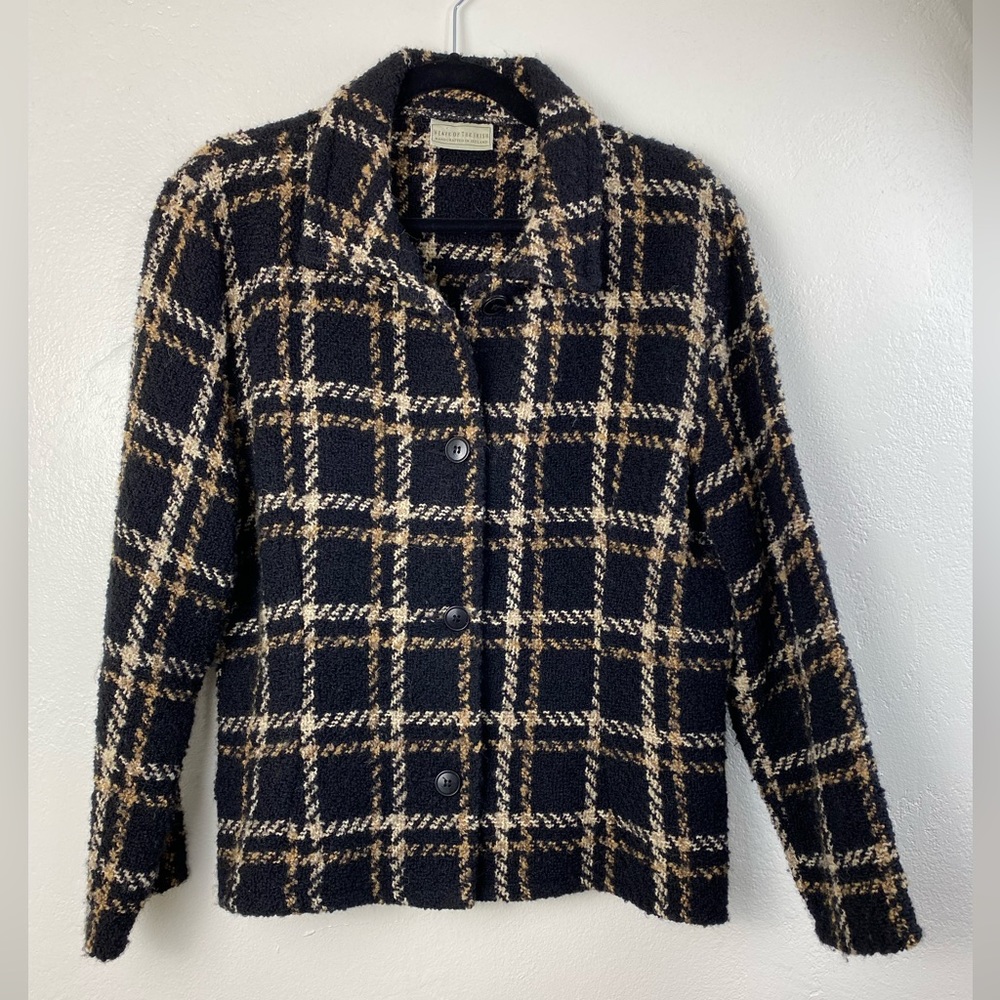 Vintage Wool Weave of the Iris Handcrafted in Ireland Plaid Blazer jacket Large